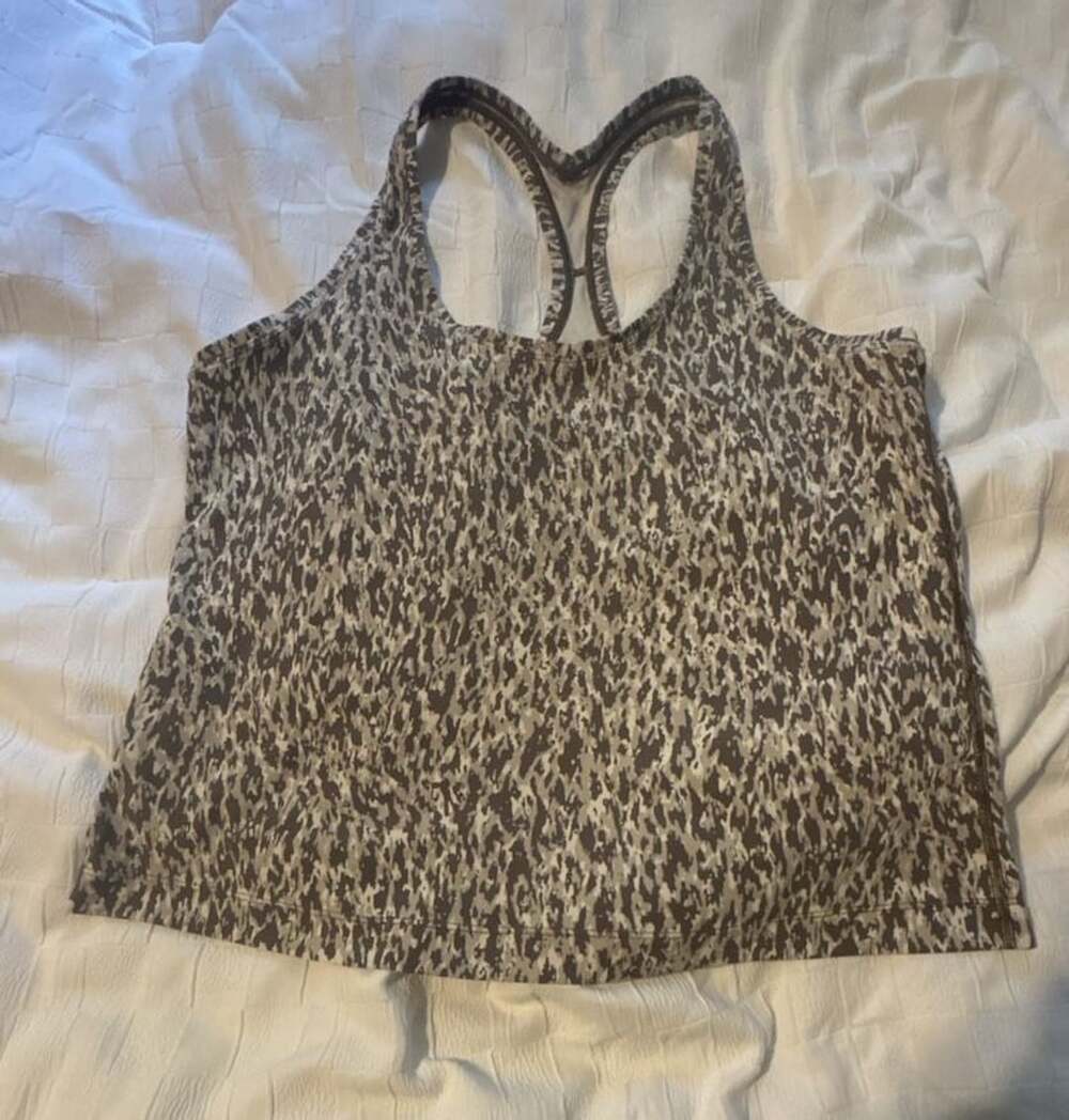 Lululemon Cool Racerback Tank Top Nulu Leopard White Opal